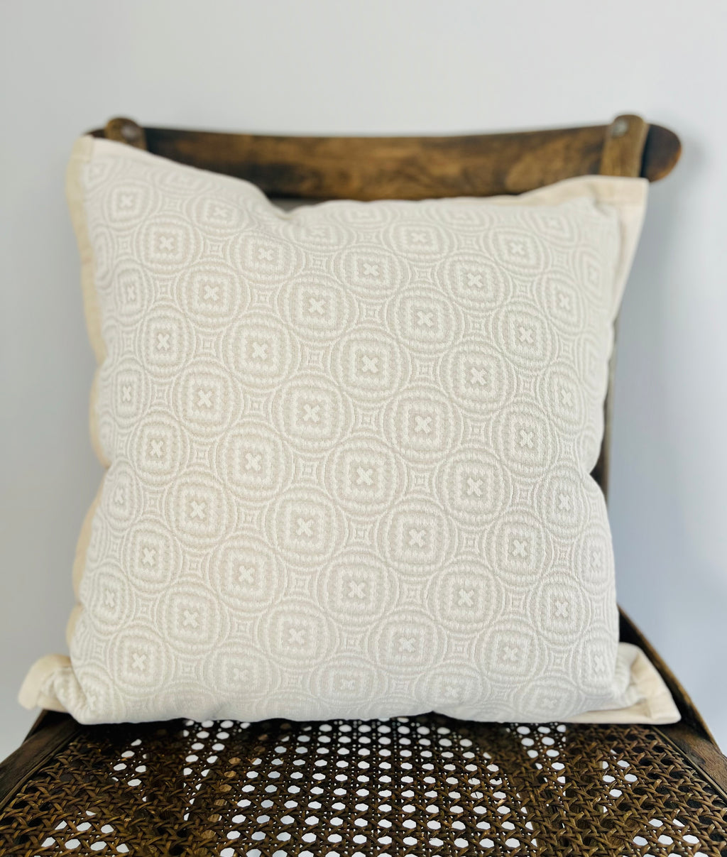 Luxe Jacquard Warm White Geo Pillow
