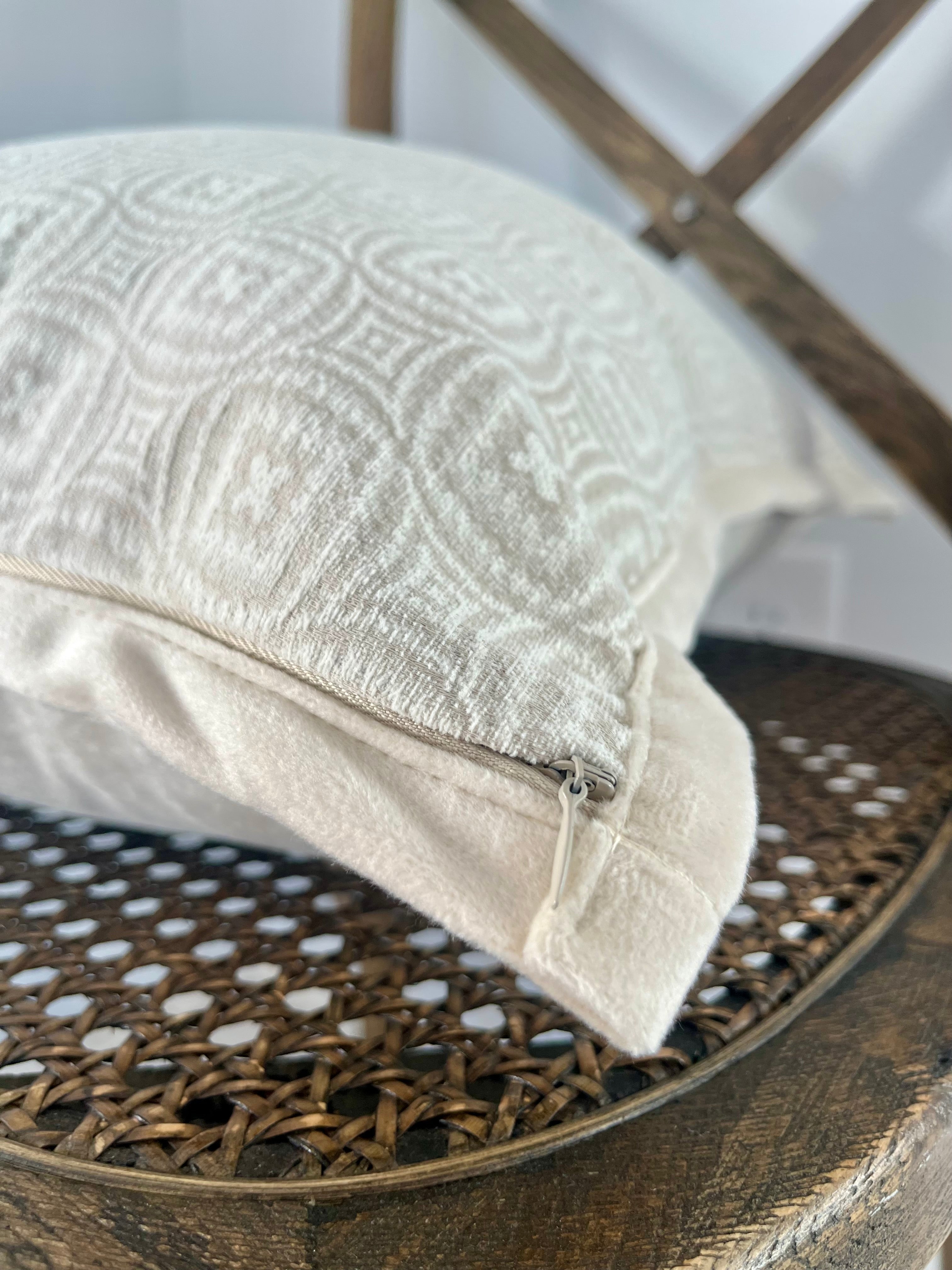 Luxe Jacquard Warm White Geo Pillow