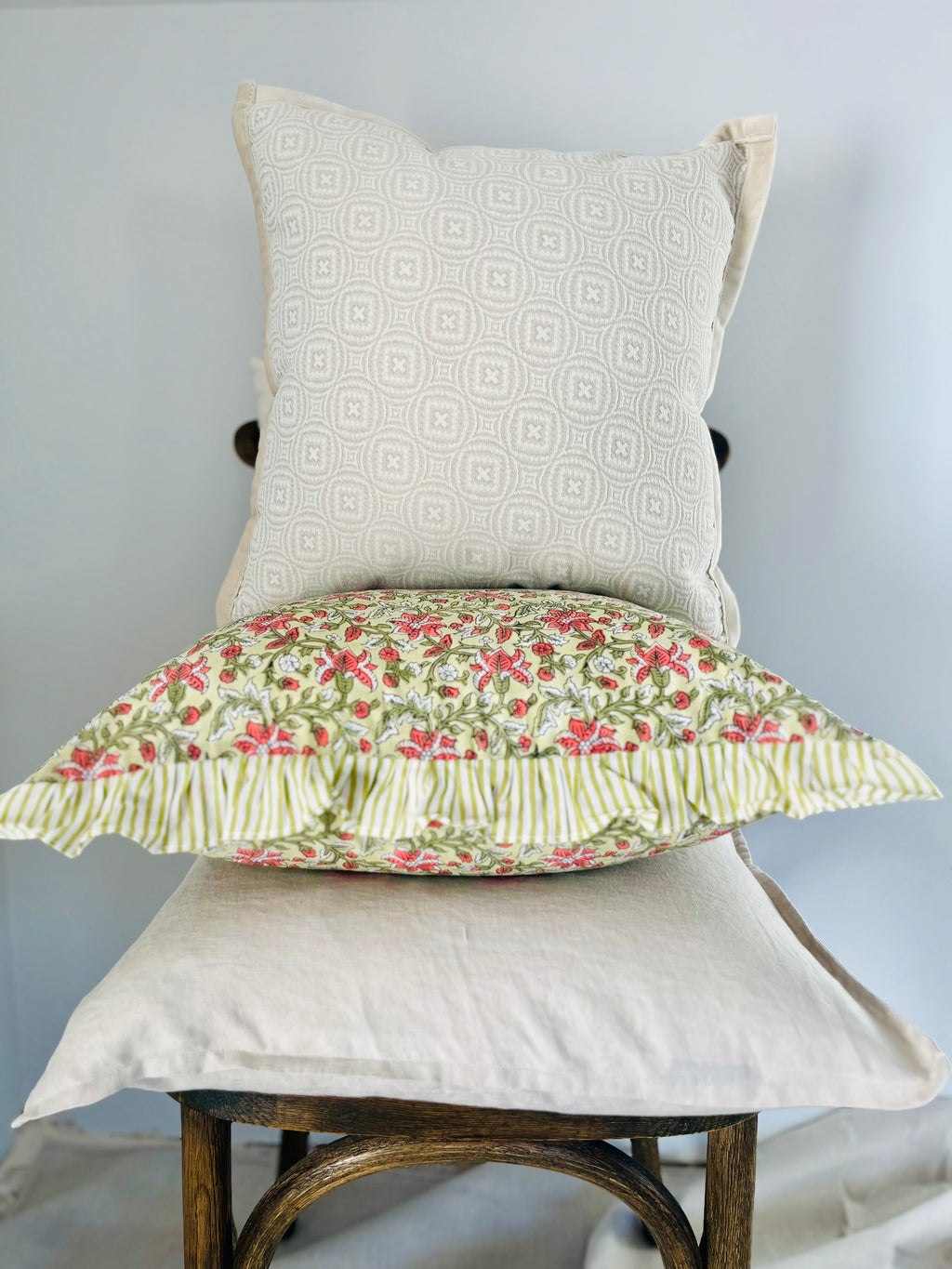 Luxe Jacquard Warm White Geo Pillow
