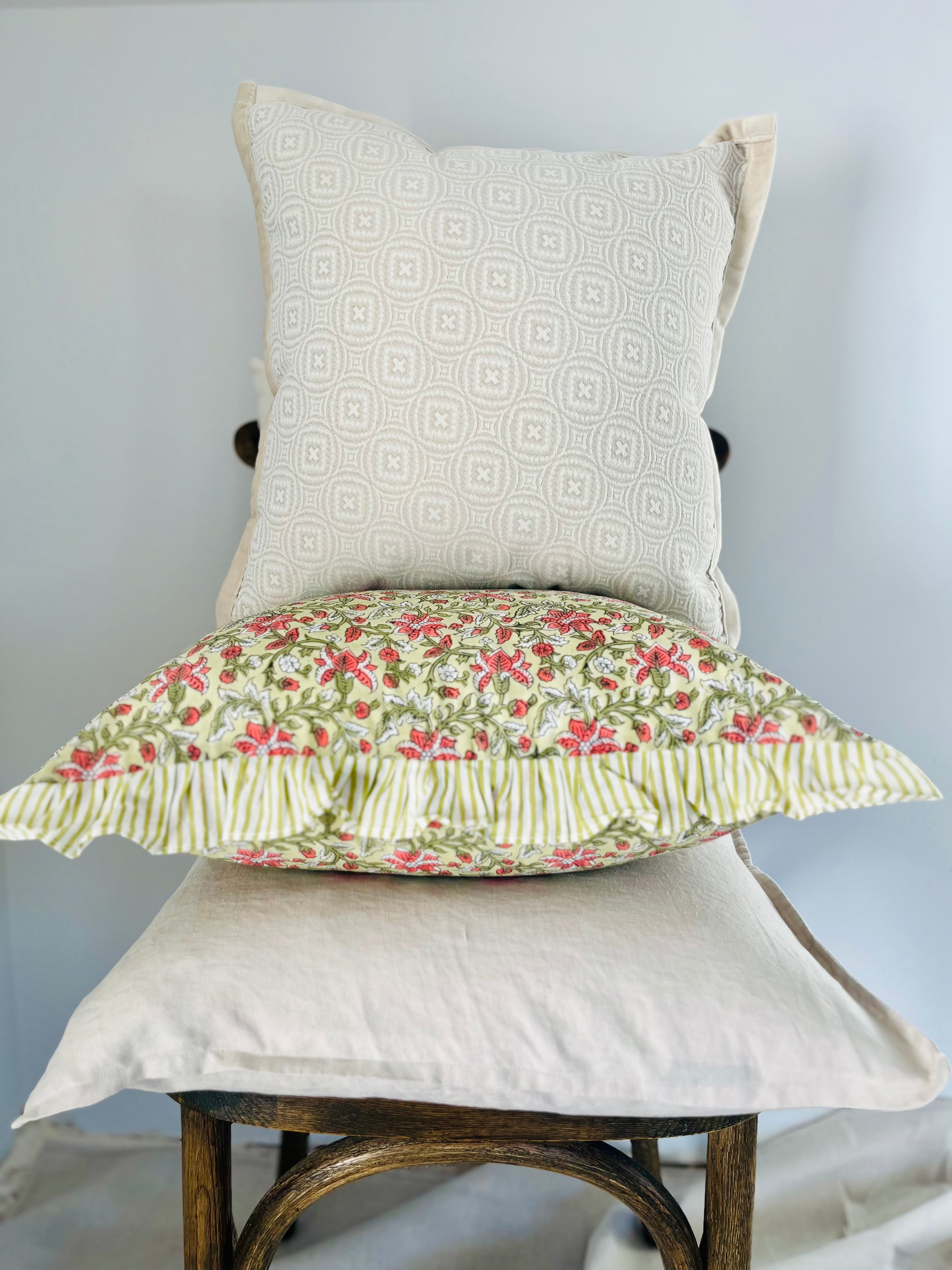 Luxe Jacquard Warm White Geo Pillow