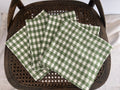 Gingham French Linen Napkin in Green and Warm White
