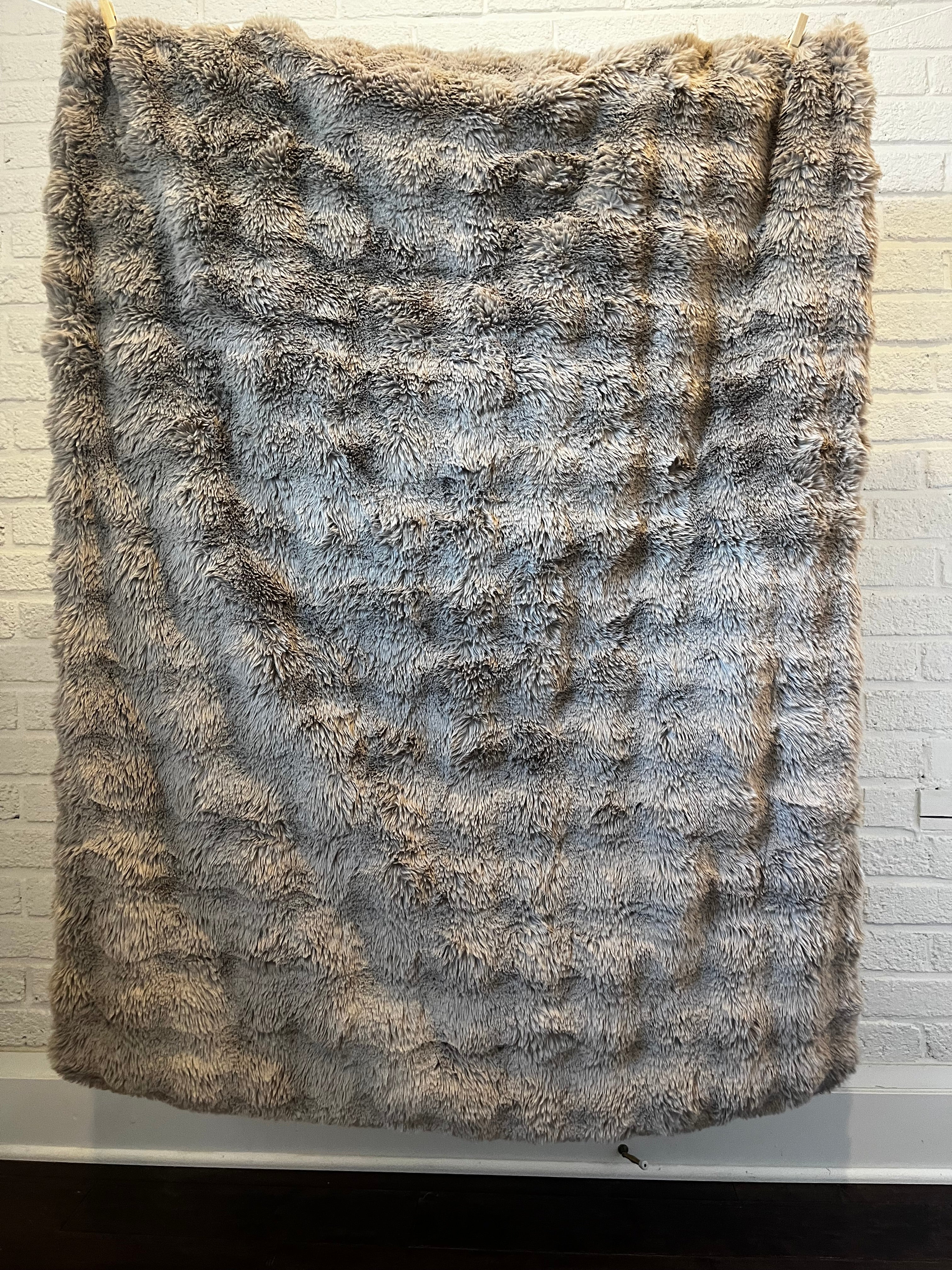 Faux Rabbit Fur Throw Blanket in Hazelnut