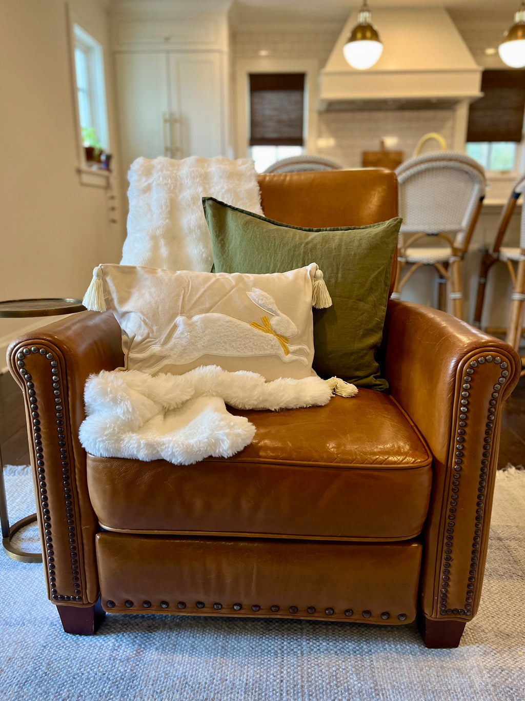 Faux Fur Bunny Lumbar Pillow