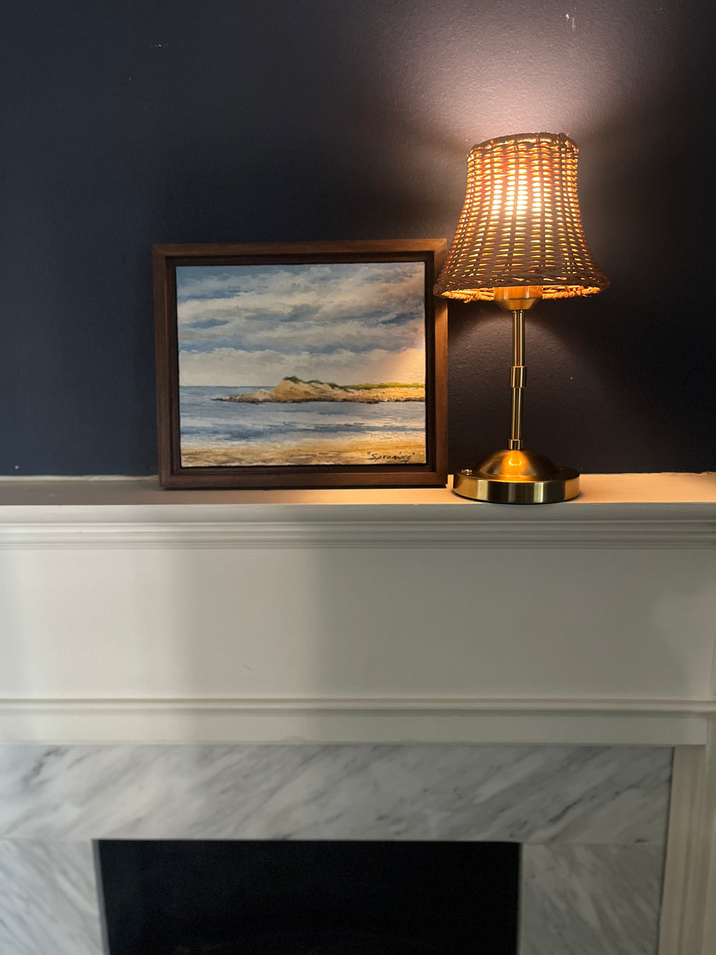 Rattan Cordless Table Lamp - Coffee