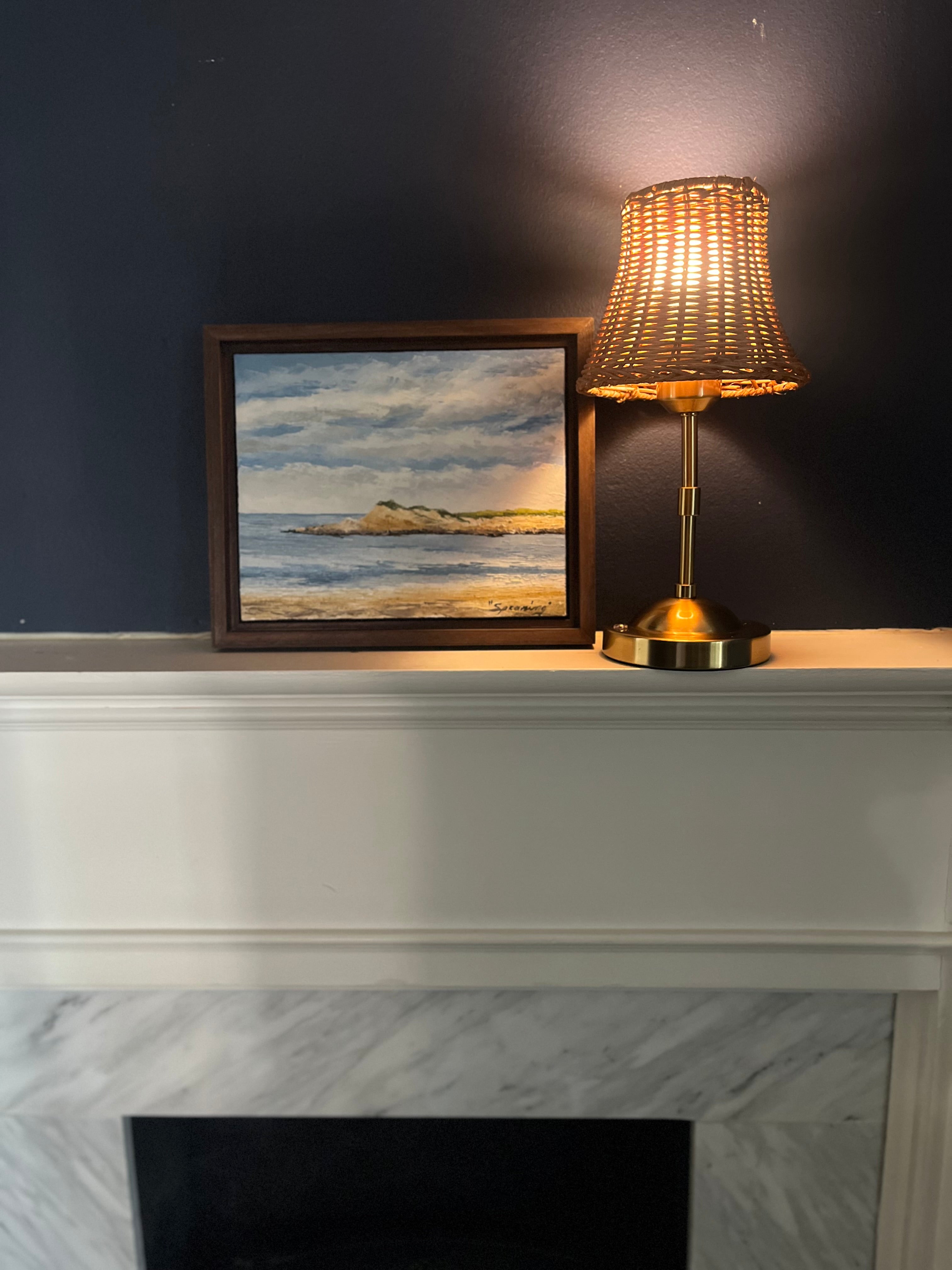 Rattan Cordless Table Lamp - Coffee