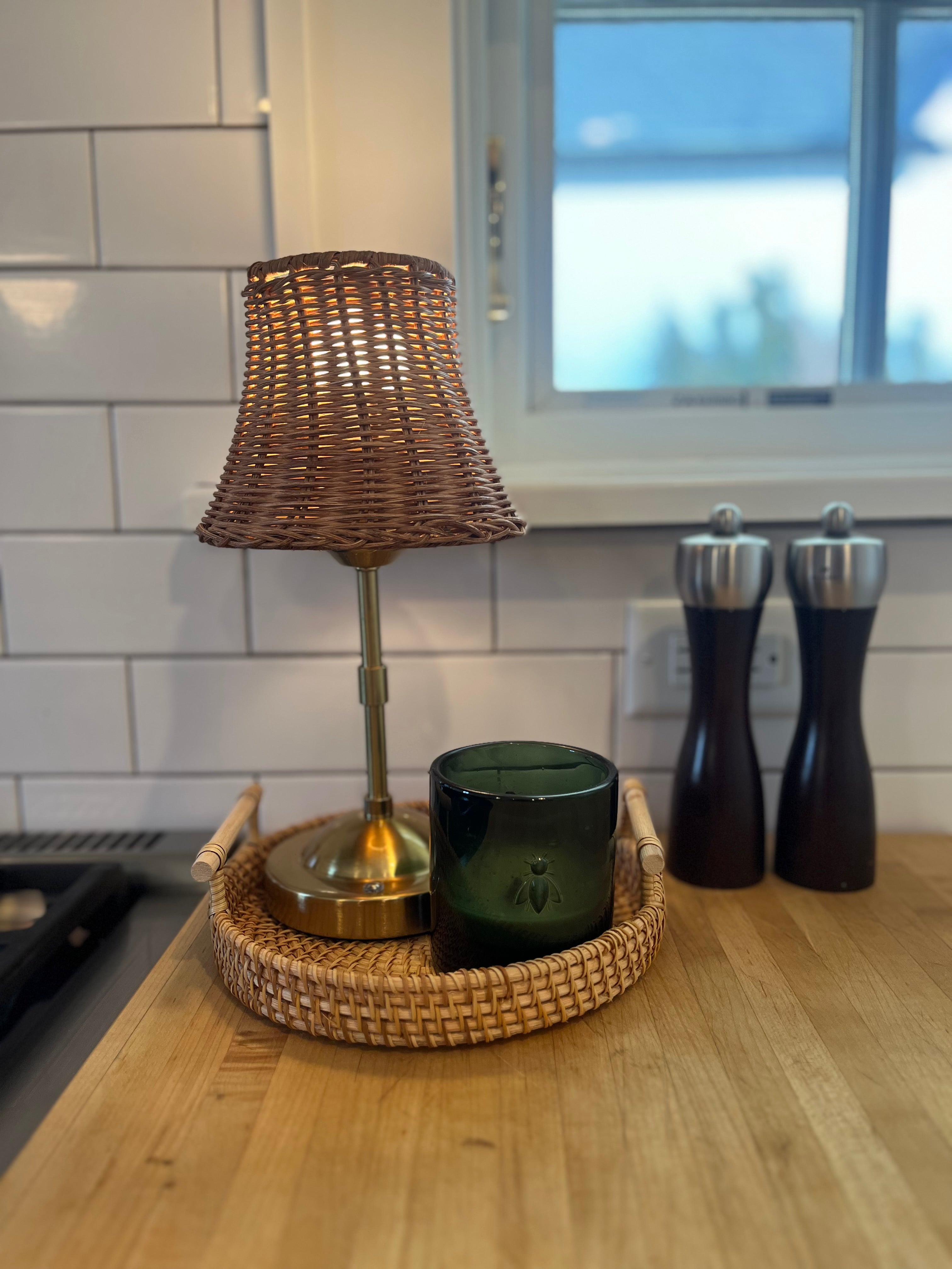 Rattan Cordless Table Lamp - Coffee