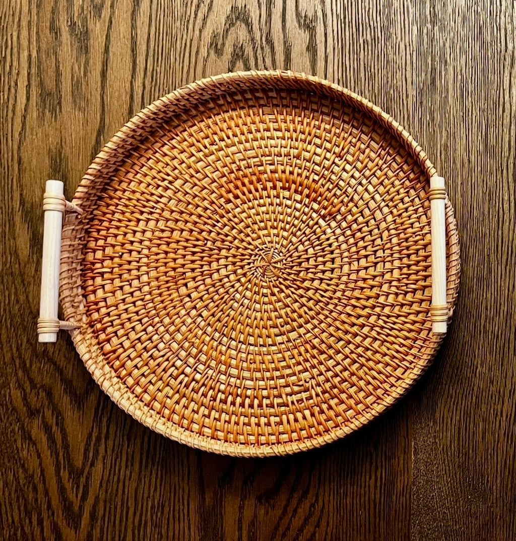 Rattan Tray with Handles - Medium